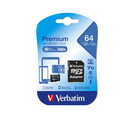 MEM VERB MICRO SDHC 64GB C/ ADAPTADOR